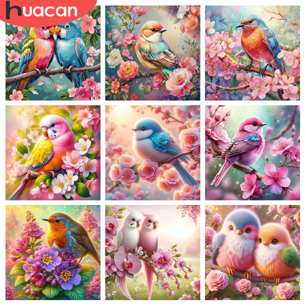 Embroidery Rose - HUACAN Diamond Painting Bird Flower Animal