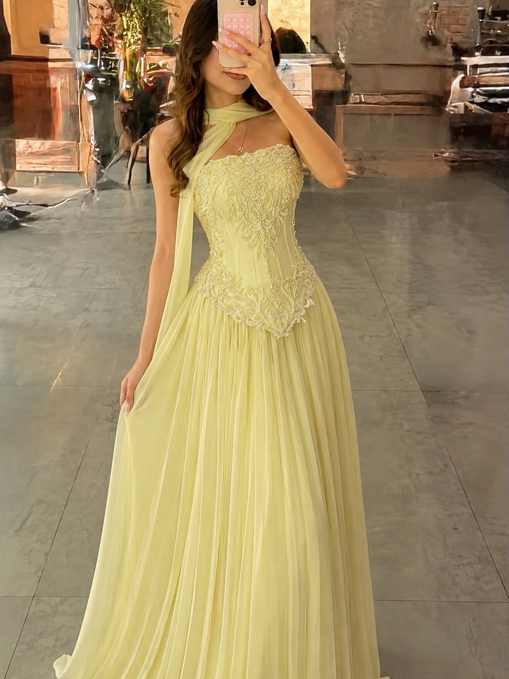 Embroidery Yellow Dress - Customized Sexy Yellow Lace Corset Prom