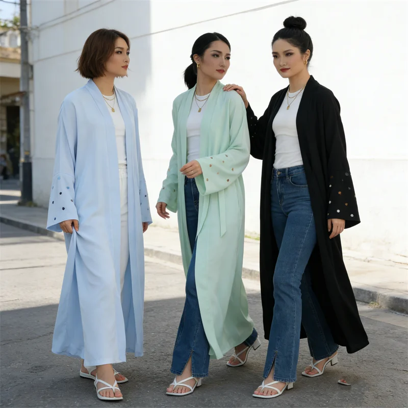 Embroidery Kebaya - Eid Heart Embroidery Long Robe Dubai