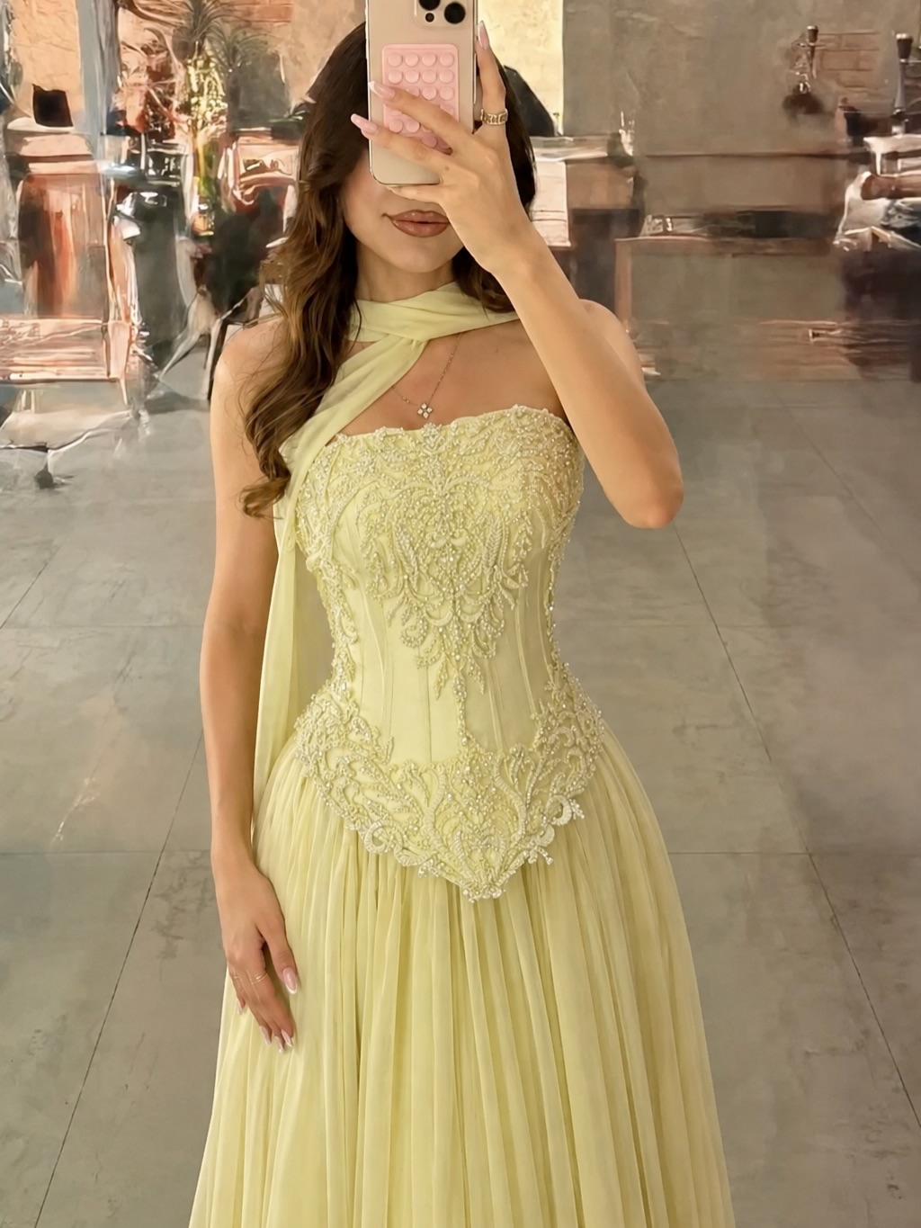 Customized Sexy Yellow Lace Co - Embroidery Yellow Dress recension och pris