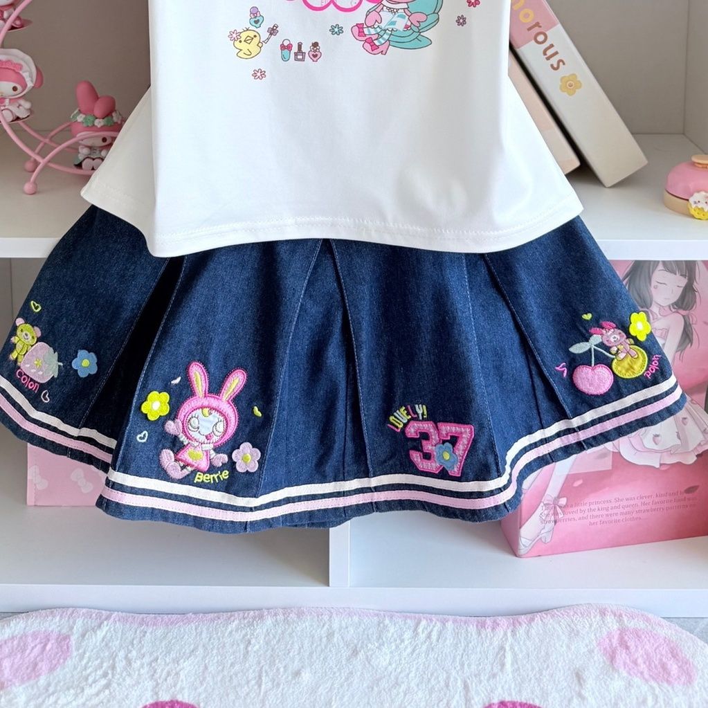 Japanese Sweet Skirt Sets Summ - Embroidery Cotton Shirt recension och pris