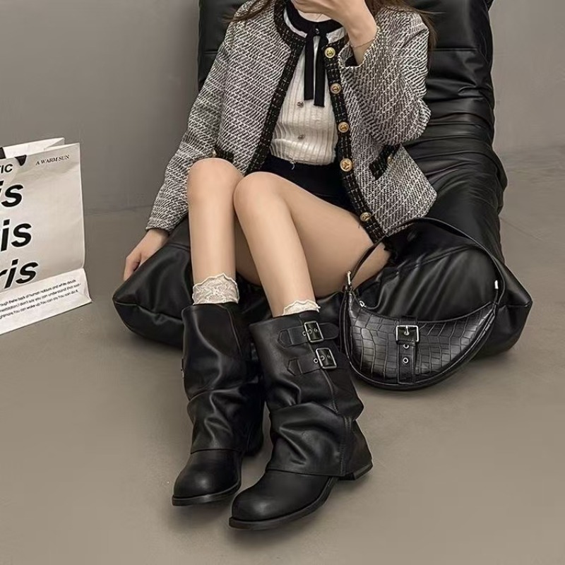 Women Black Slouchy Mid Calf B - Embroidery Garments recension och pris