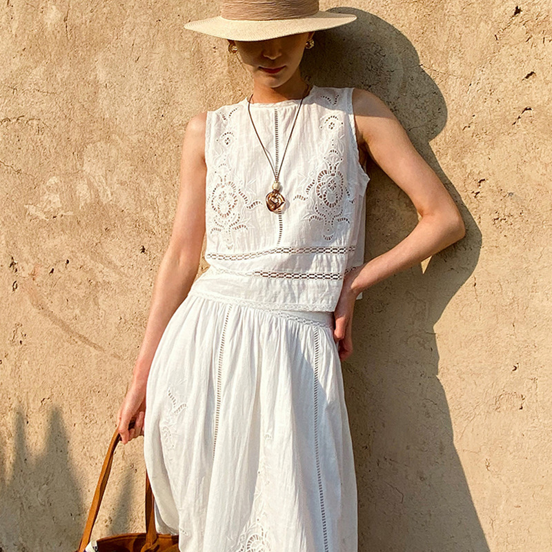 French Designer Boho White Cot - Embroidery Cotton Shirt recension och pris