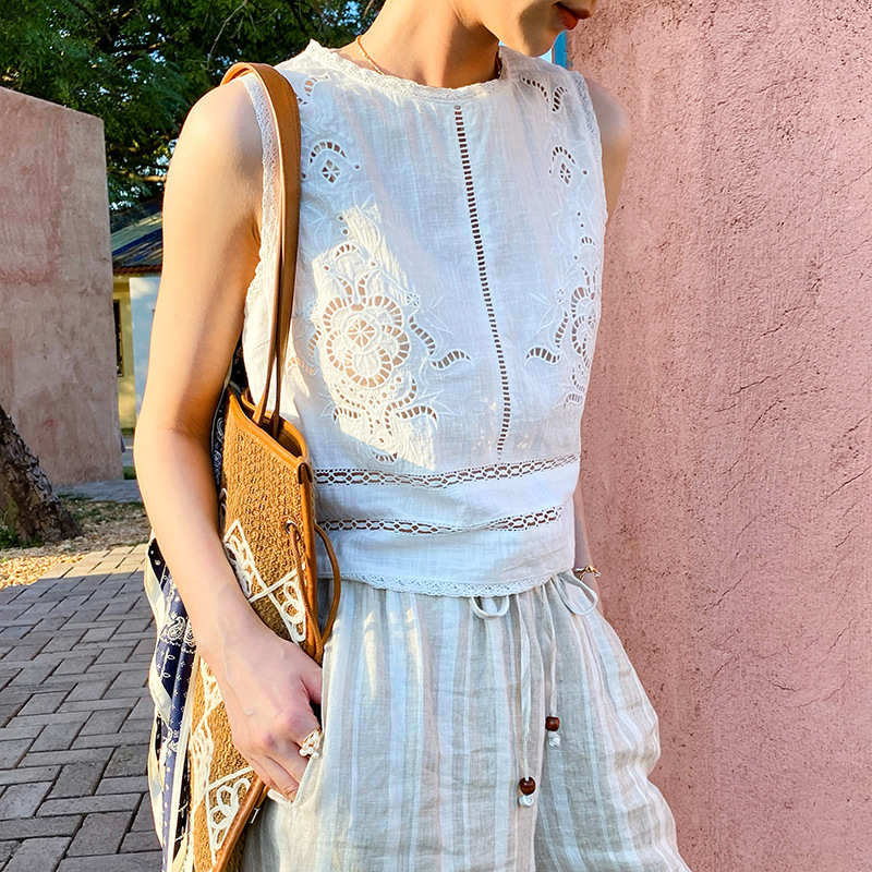French Designer Boho White Cot - Embroidery Cotton Shirt recension och pris