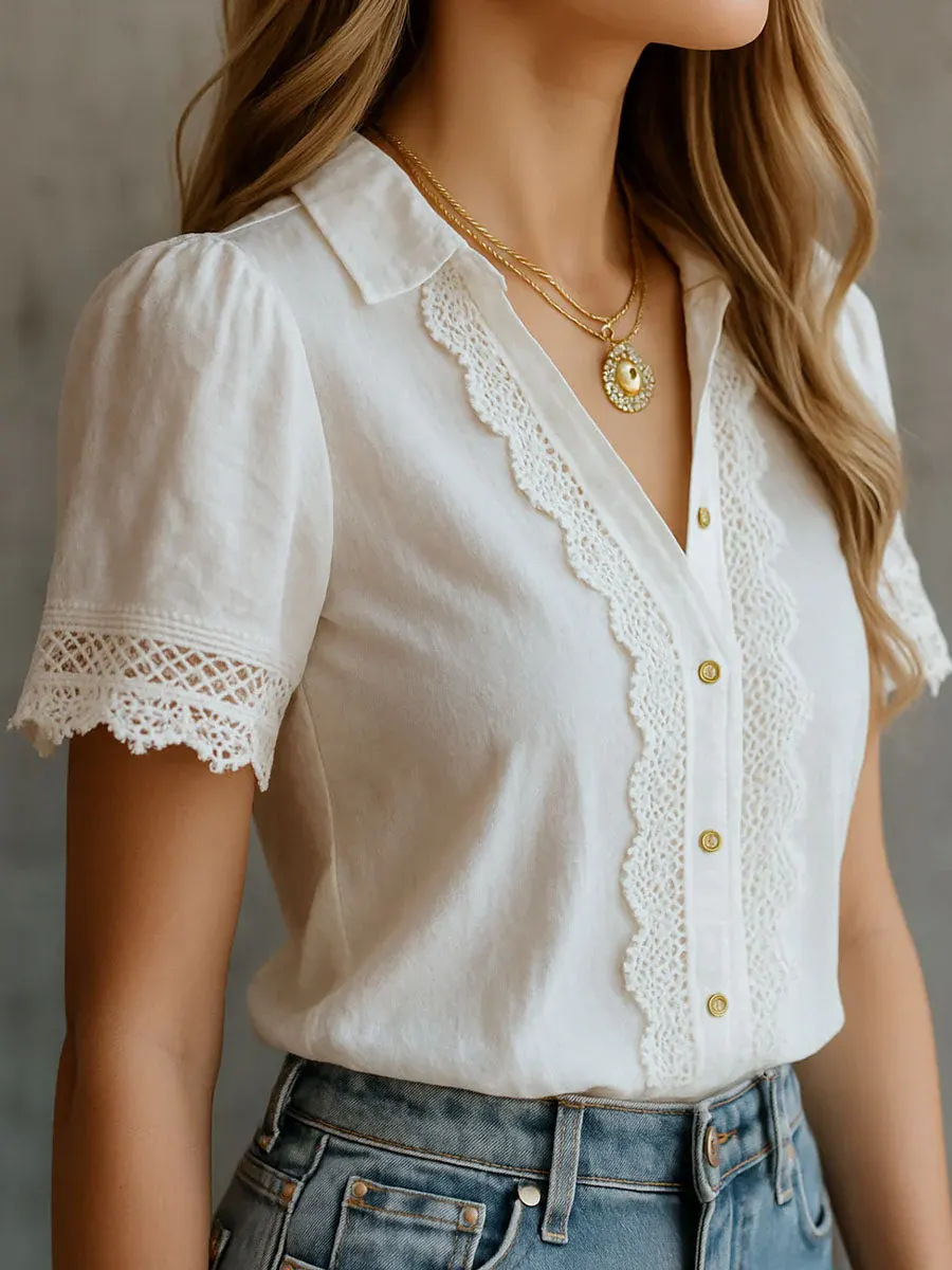 Elegant Women's Shirts Casual  - Embroidery Online recension och pris