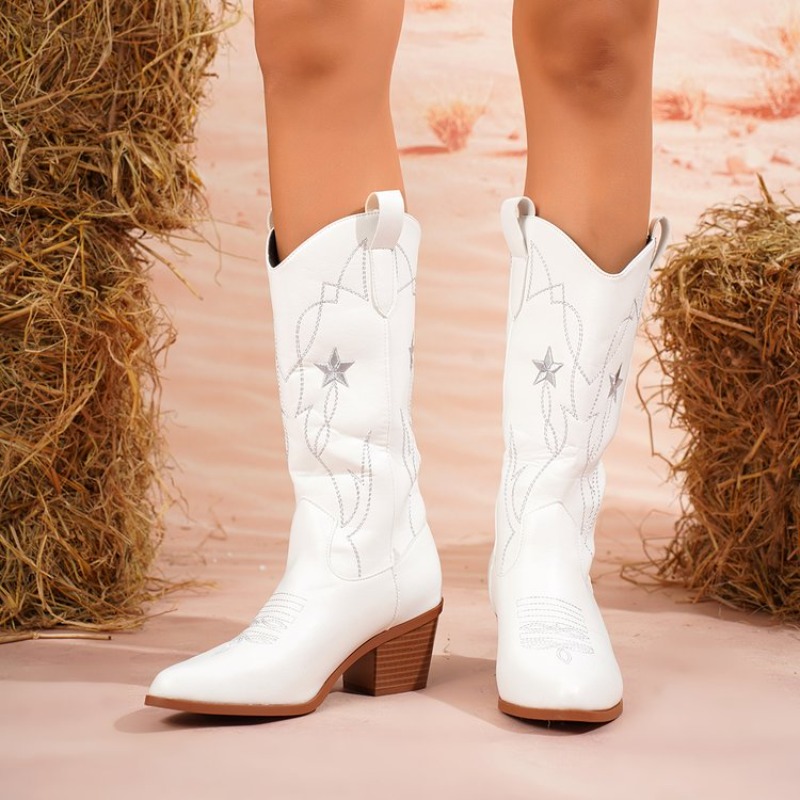 Women's Boots Mid-Calf Pointed - Embroidery Online recension och pris