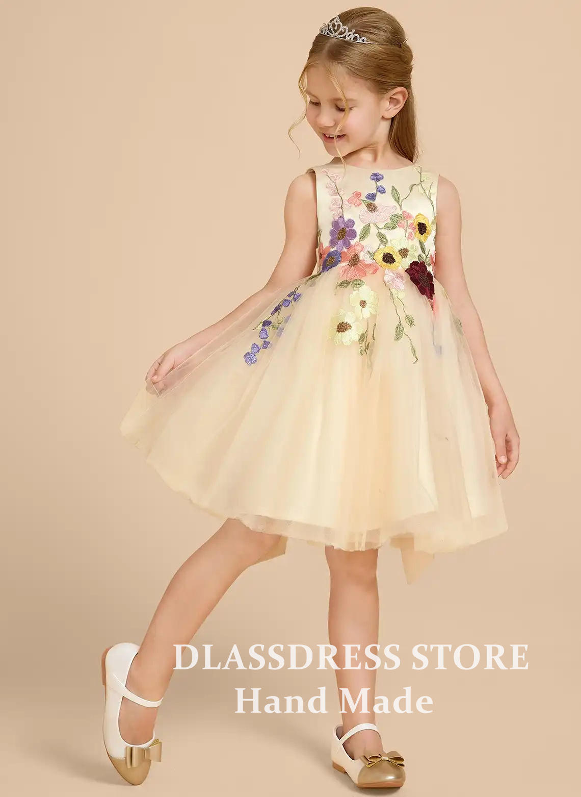 Customized Yellow Tulle Flower - Embroidery Yellow Dress recension och pris